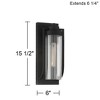 Possini Euro Design Bogata Industrial Modern Wall Light Sconce Textured Black Hardwire 6" Fixture Clear Ribbed Glass for Bedroom Bathroom Vanity House - 4 of 4