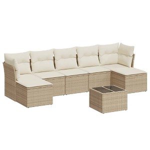 vidaXL Garden Sofa Set Beige - 1 of 4