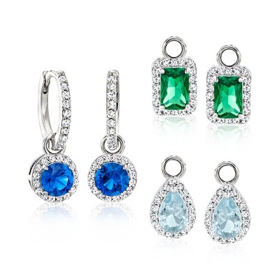 Ross-Simons 2.80 ct. t.w. Simulated Multi-Gemstone and .60 ct. t.w. CZ Jewelry Set: Huggie Hoop Earrings and 3 Pairs Of Interchangeable Drops in