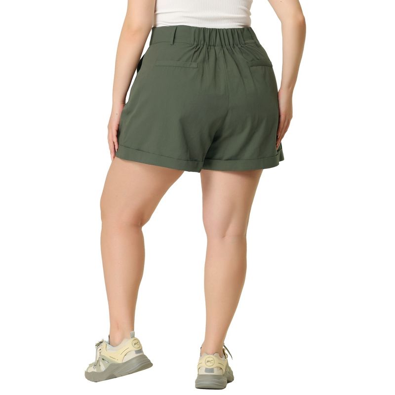 Agnes Orinda Women's Plus Size Boyfriend Stretch Jogger Pocket Track Cargo Shorts, 4 of 6