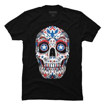 Men's Design By Humans July 4th American Sugar Skull By  T-Shirt