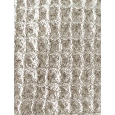 Beige Cotton Waffle Throw Blanket with Fringe