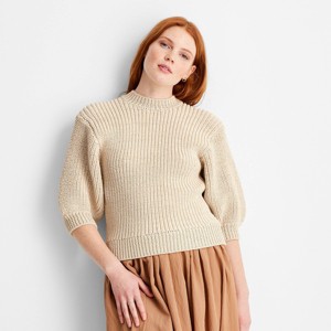 Women's Short Sleeve Crewneck Sweater - Future Collective - 1 of 3