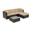 Sonkuki 5 Pieces Patio Conversation Set with Ottoman Sectional Sofa Set - 2 of 4