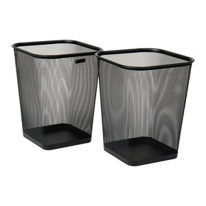 LunaLulinlk Mesh Trash Can, Waste Paper Basket, Square, Metal, Set of 2, Black - 1 of 4