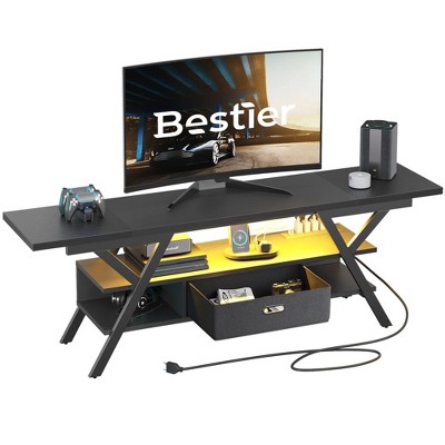 70 Inch Gaming Tv Stand with Power Outlet for TVs up to 75 Black