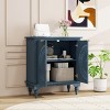 Storage Cabinet With Doors And Shelves,Green Hollow-Carved Cabinet With Adjustable Shelf,Distressed Wooden Cabinet With 2 Doors-Maison Boucle - 3 of 4