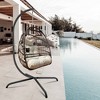 PAGED Indoor Outdoor Wicker Rattan Swing Chair with Cushion and C Type Bracket,Egg Chair for Patio,Porch,Garden,Beige+Brown - 4 of 4