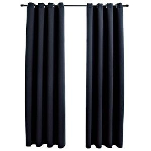 vidaXL Blackout Curtains with Rings 2 pcs Black 54"x95" Fabric - 1 of 1