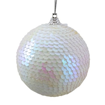 Northlight White Iridescent Sequin Shatterproof Ball Christmas Ornament 3"