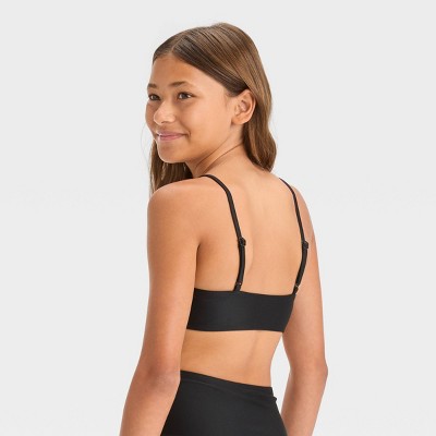 Art Class Girls' 'Sun Seeker Ditsy' Solid Bikini Swim Top - art class™ Black S: Recycled Polyester, UPF 50+ — фото 2