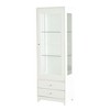 YOOCOZZ 71'' Freestanding Display Wine Cabinet with 2 Storage Drawers Upholstered Pantry Ceiling Light Glass Door Adjustable Shelves - White - 3 of 4