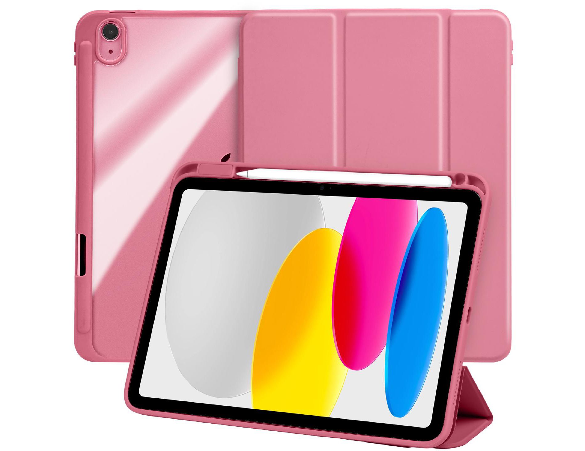 Vena For Apple iPad A16 Case Clear, iPad 10th Generation Case Trifold Stand, iPad 11th Generation Case, Slim Stand Protective Cover, Pink