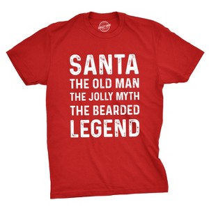 Mens Santa The Old Man The Jolly Myth The Bearded Legend T Shirt Funny Christmas Party Tee - Crazy Dog Men's T Shirt - 1 of 4