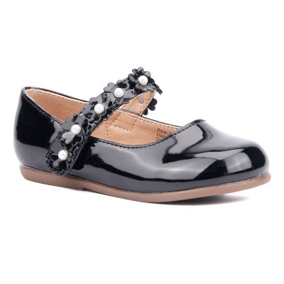 Olivia Miller Girl's Toddler Flower Power Ballet Flat - BLACK, 5