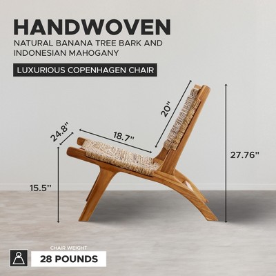 Copenhagen Solid Indonesian Mahogany and Banana Tree Bark Accent Chair