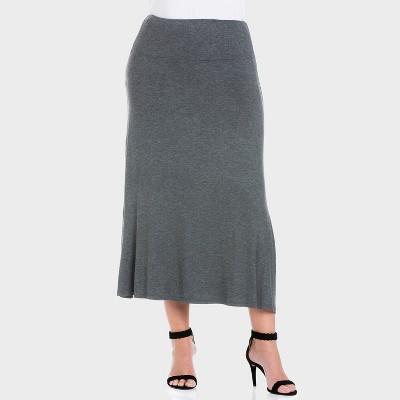 24seven Comfort Aapparel Womens Plus Elastic Waist Comfortable Fit Maxi Skirt