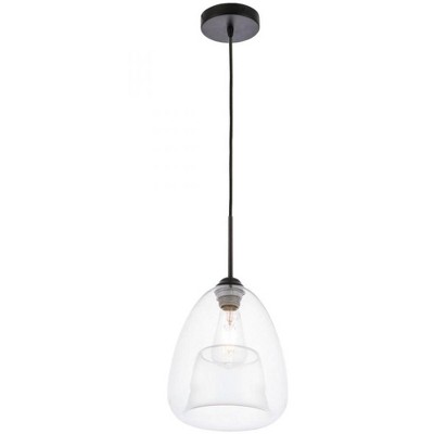 Elegant Lighting Kason 1 light Black and Clear glass pendant