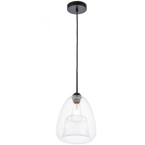 Elegant Lighting Kason 1 light Black and Clear glass pendant - 1 of 4