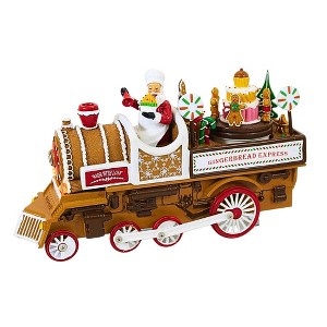 Roman 6.0 Inch Gingerbread Express Engine Santa Cupcake Peppermint Santa Figurines - 1 of 3