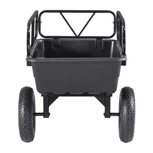 VEVOR Garden Utility Trailer, 10 Cu. Ft 500lbs, ATV UTV Hauling Trailer, Tow Behind Poly Dump Cart with 16" Tires, Hand Pull or Foot Pedal, Black - 1 of 4