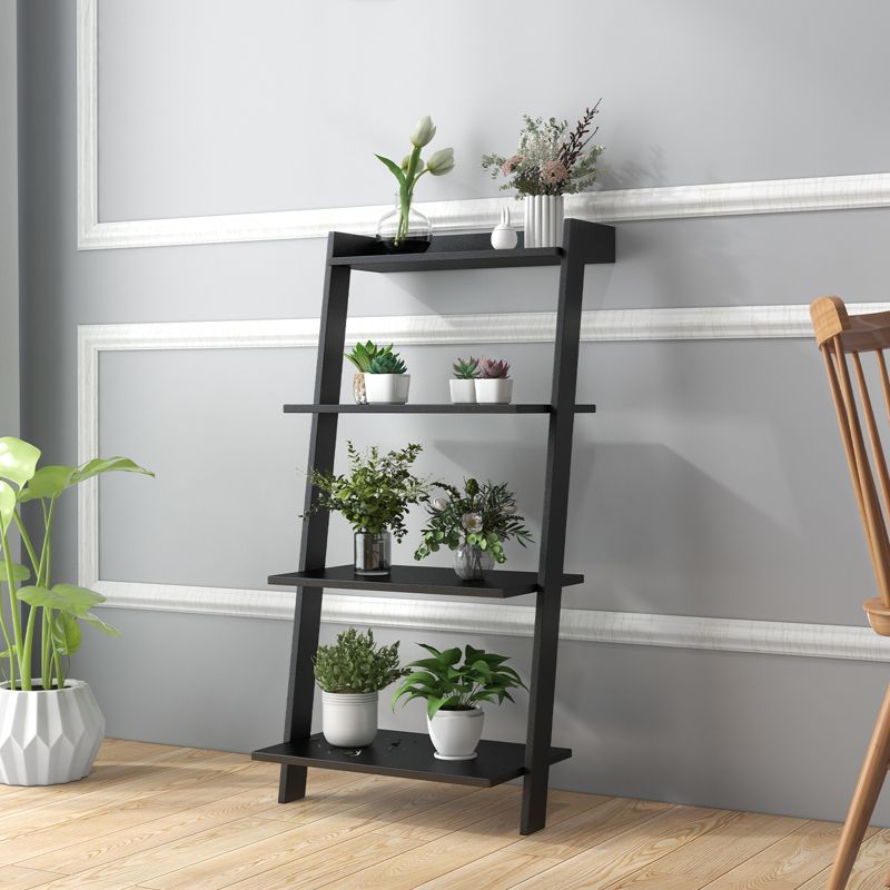Tangkula 4-Tier Ladder Shelf 43” Tall Wooden Leaning Bookshelf Display Rack Modern Shelving Stand with Anti-tipping Device, 3 of 11
