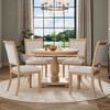 CAVINAS Round Dining Table Set for 4 Retro Wood Dining Set Pedestal Table Base with 4 Chairs for Kitchen - 4 of 4