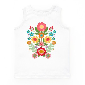 The Juniper Shop Folk Art Florals Distressed Youth Tank Top - S - White - 1 of 4