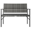 vidaXL 2-Seater Patio Bench with Cushion Gray Poly Rattan - 3 of 4