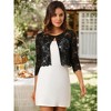 Allegra K Women's Elegant 3/4 Sleeve Sheer Floral Lace Cropped Bolero Shrugs - 3 of 4