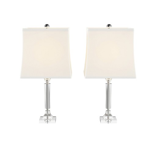 Crystal Candlestick Lamps with Square Shades-2 Set (Includes LED Light Bulb)