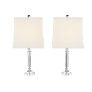 Crystal Candlestick Lamps with Square Shades-2 Set (Includes LED Light Bulb)
