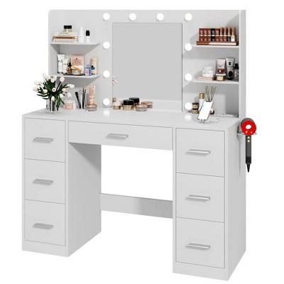 LACOO 43" Makeup Vanity with Mirrorand Adjustable Lights