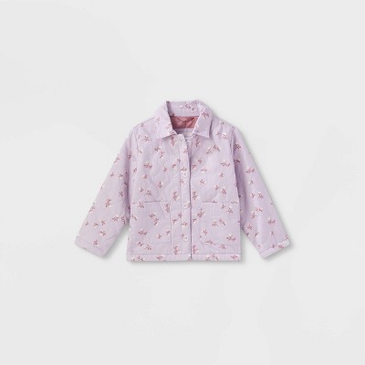 Toddler Girls' Floral Quilted Jacket - Cat & Jack™ Purple 12M