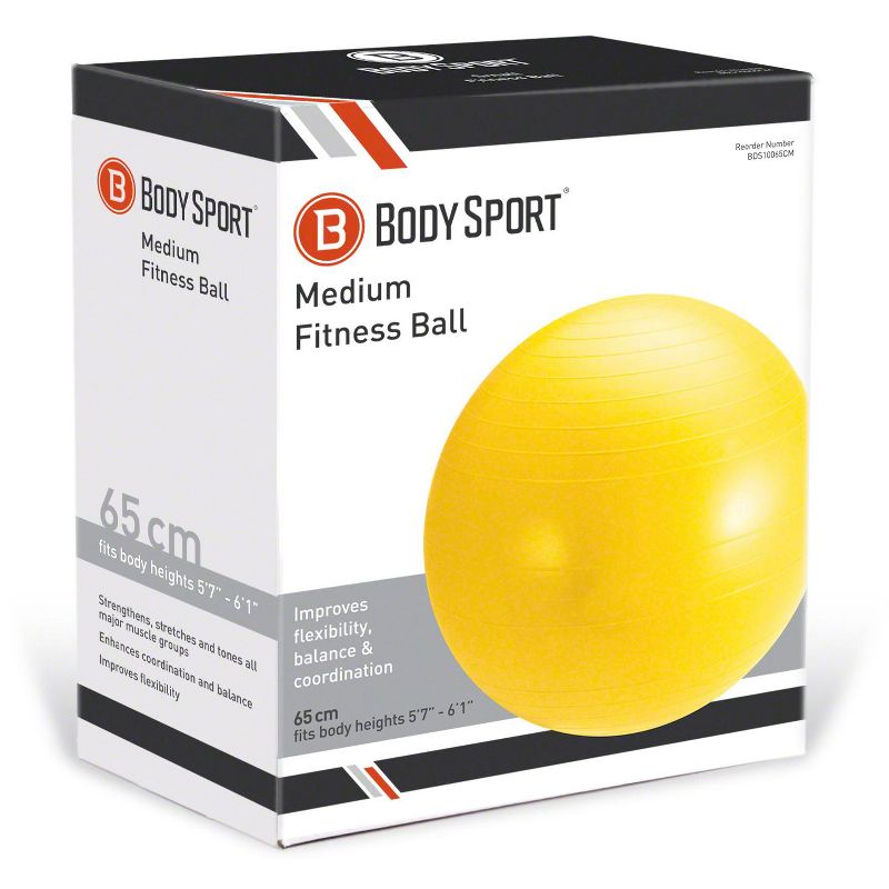 BodySport Standard Exercise Ball with Pump, Exercise Equipment for Home, Office, Gym, and Classroom, 5 of 7