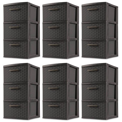 Sterilite 3 Drawer Wicker Weave Decorative Storage Organization