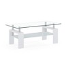 43" Coffee Table with Glass Top, 1 Shelf and Metal Accents with Center Bar for Living Room or Modern Interiors - 3 of 4