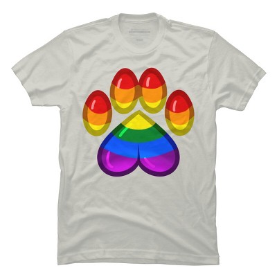 Adult Design By Humans Rainbow Pride Heart Pawprint By leashonlife T-Shirt