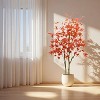 2pcs Soft PVC High-End Realistic Fake Maple Tree, Artificial Red Maple Tree, Chinese Style Home Decoration, Indoor Decorative Trees, Large Size - 3 of 4