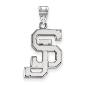 Black Bow Jewelry 10k White Gold San Jose State Spartans NCAA Large Pendant - 1 of 3