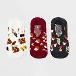Women's Woodland Critters 3pk Liner Socks - Xhilaration™ Burgundy/Heather Gray/Ivory 4-10