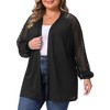 Agnes Orinda Women's Plus Size Hollow Out Lace Long Sleeve Crochet Knit Open Front Casual Lightweight Cardigan - 2 of 4