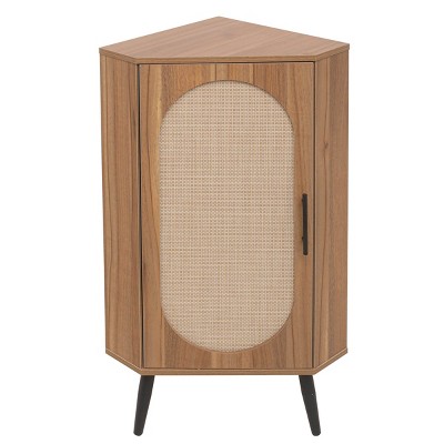 GlasFlength Decorative Storage Cabinets Corner Storage Cabinet Small Floor Corner Cabinet Freestanding Cabinet for Room, Brown, 15.75"*15.75"*39.37"