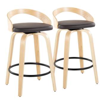 Set of 2 Grotto Counter Height Barstools Natural/Black/Brown - LumiSource