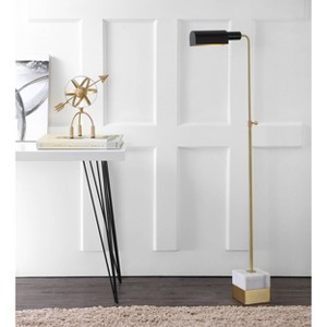 56.5" Iva Adjustable Library Floor Lamp Gold -JONATHAN Y: Marble Base, LED, Rotary Switch - 1 of 4