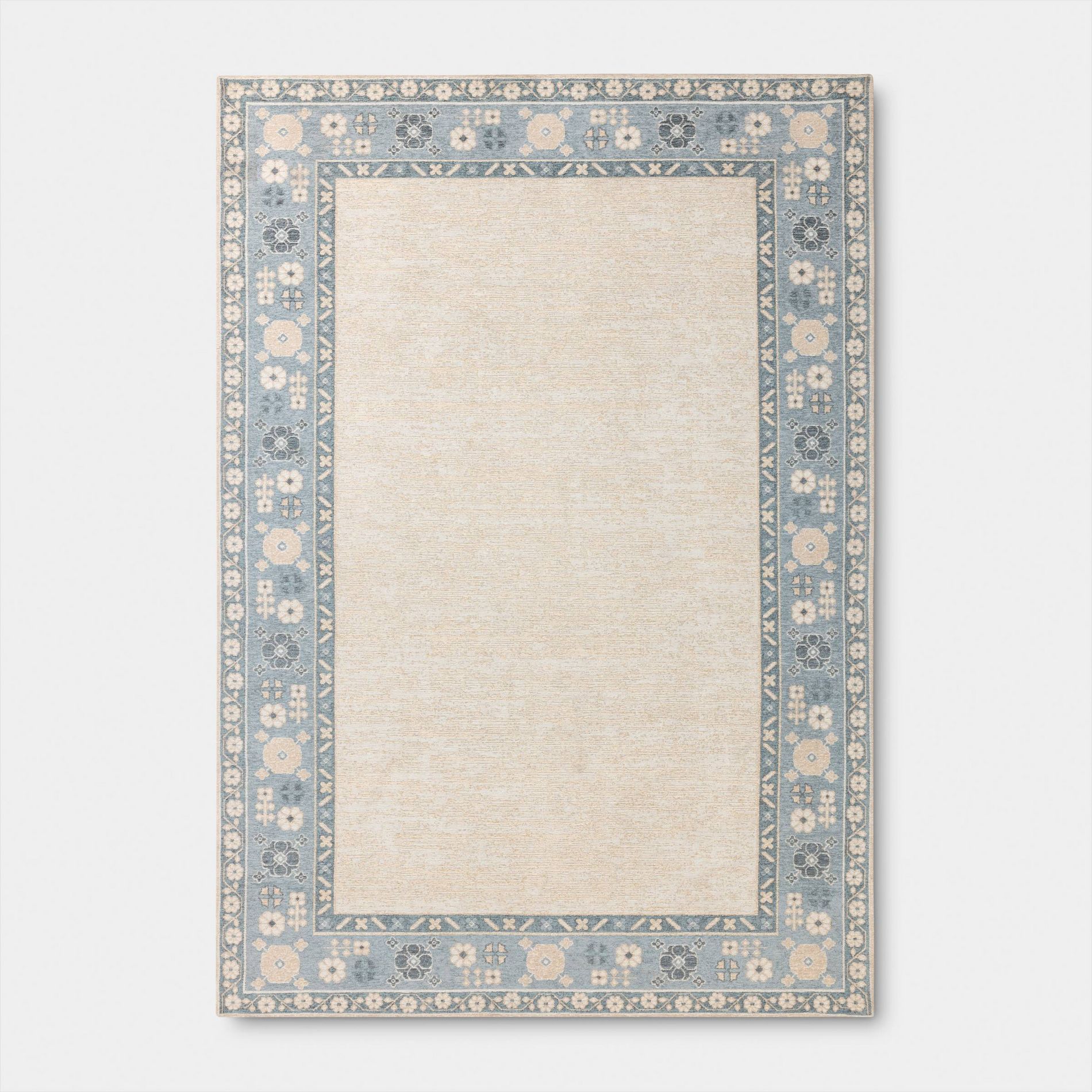 7'x10' Border Area Rug Blue