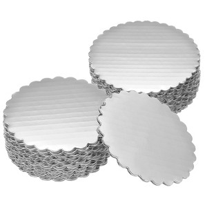 Unique Bargains Disposable Greaseproof Cardboard Scalloped Cake Platters 50 Pcs - 1 of 4