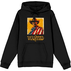 "Wanted" Cowboy With American Flag Adult Long Sleeve Hoodie - 1 of 2