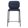 Counter Stool , 36.2" H, Blue Velvet Upholstery, Black Powder-Coated Steel Legs (Set of 2) By Zuo Modern - 3 of 4