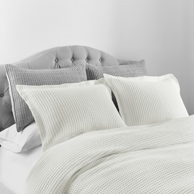 Cream Cotton Waffle Twin/Twin XL Duvet Cover Set